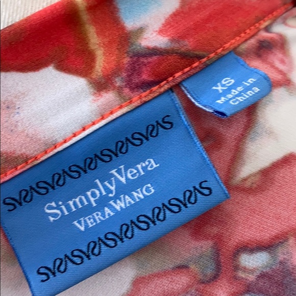 NWT SIMPLY VERA WANG Coral Pink Floral Midi Dress XS - Picture 5 of 13